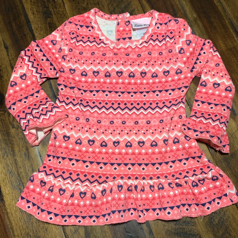 Little Lass heart print ruffle dress